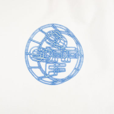 The front logo of the Off-White Rationalism White Sweatshirt.