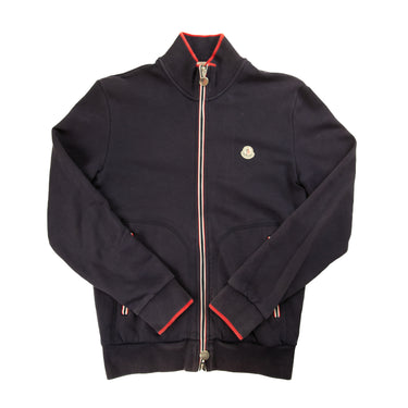 The front of the Moncler Cotton Zip-Up Navy Sweatshirt.