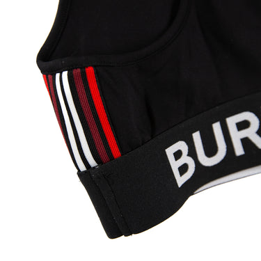 The logo of the Burberry Sesia Logo Bra Top.