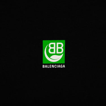 The front logo of the Balenciaga Bio Logo Black T Shirt.