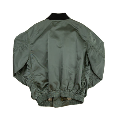 The back of the Burberry Green Utility Bomber Jacket.