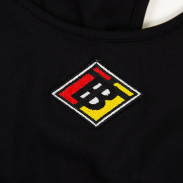 The front logo of the Burberry Sesia Logo Bra Top.