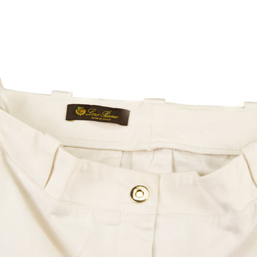 The waistband of the Loro Piana White Bermuda Cotton Shorts with Gold Detailing.