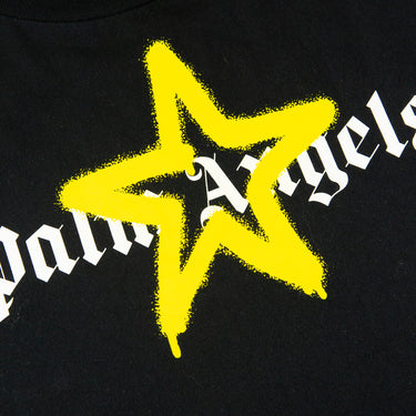 The logo of the Palm Angels Spray Star Logo Black T Shirt.