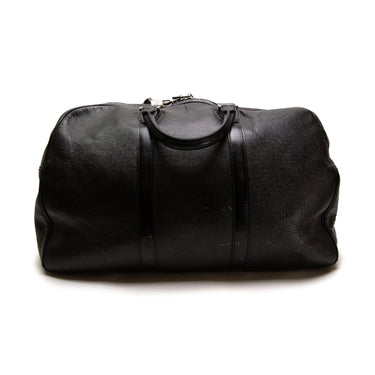 The front of the Louis Vuitton Black Duffel Bag.