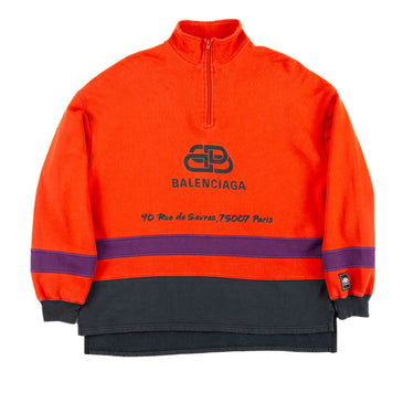 The front of the Balenciaga red Rive Gauci 1/4 Zip sweatshirt.