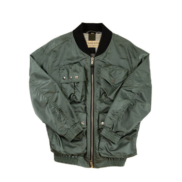 The front of the Burberry Green Utility Bomber Jacket.