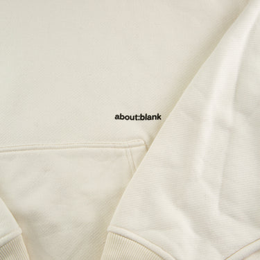 The logo of the about:blank drop:seven White Hoodie.