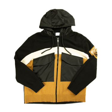 The front of the Burberry Knit-Nylon Hybrid Zip Hoodie.