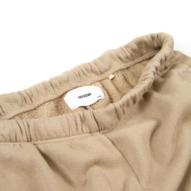 Inside label of Joah Brown LA Sand Sweatpants in a sand beige color.