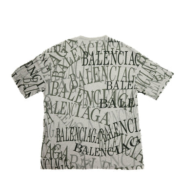 The back view of a Balenciaga Grey Logo women's T-shirt.