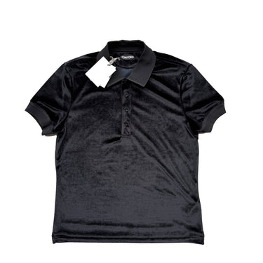 The front of the Tom Ford Black Velour Polo Shirt.
