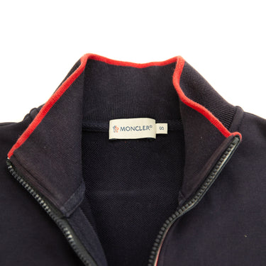 The inside label of the Moncler Cotton Zip-Up Navy Sweatshirt.
