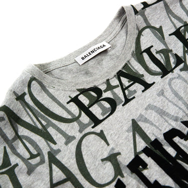 The inside label of a Balenciaga Grey Logo women's T-shirt.