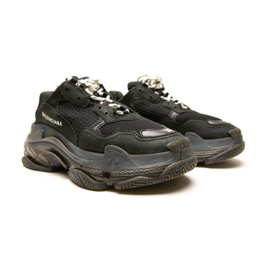 The front of the Balenciaga Black Triple S Trainers.