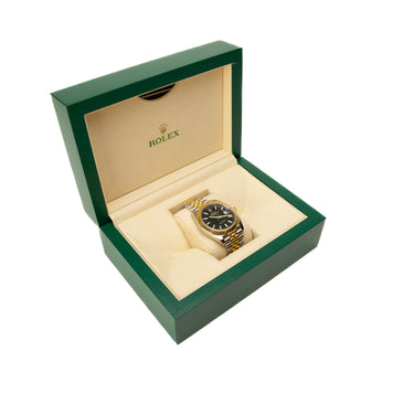 The watch in box of the Rolex Datejust 41mm 2019 Blue face.