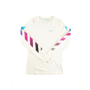 The front of the Off-White Gradient Arrows White Long Sleeve T Shirt.