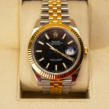 The face of the Rolex Datejust 41mm 2019 Blue face.