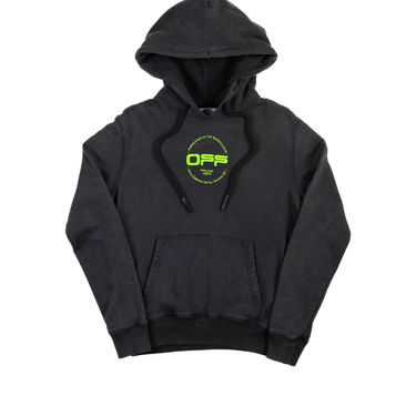 The front view of Off-White Dark Grey Hand Print Hoodie in black.