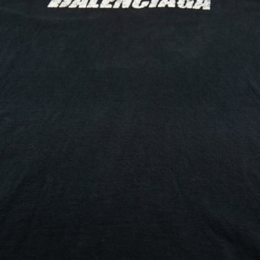 The detail of the Balenciaga Distressed Logo Black T Shirt.