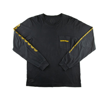 The front of the Chrome Hearts Cross Black Yellow Long Sleeve T-Shirt.