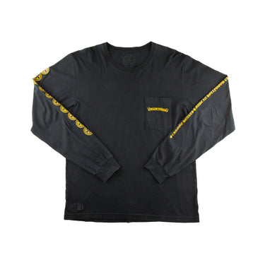 The front of the Chrome Hearts Cross Black Yellow Long Sleeve T-Shirt.