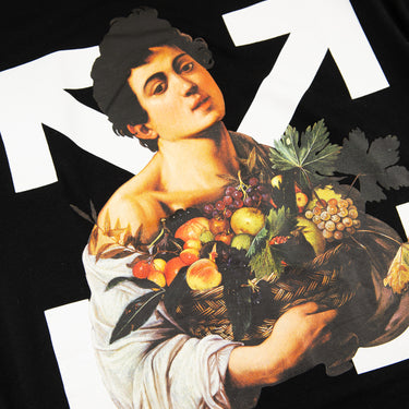 The back logo of the Off-White Caravaggio Boy Black T Shirt.
