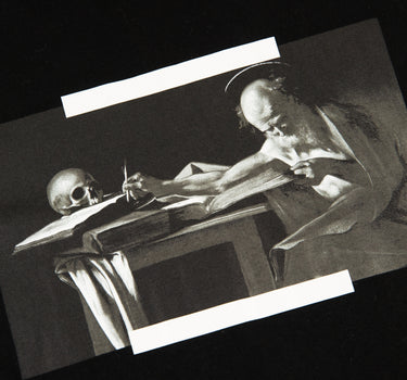 The front design of the Off-White Black Caravaggio T Shirt.