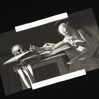 The front design of the Off-White Black Caravaggio T Shirt.