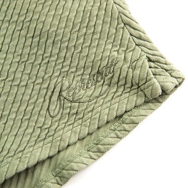 The detail of the Represent Ottoman Green Shorts.