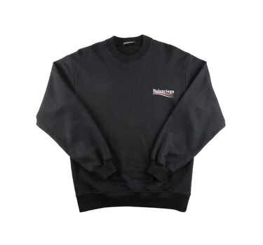 The front of the Balenciaga Campaign Logo Black Sweatshirt.