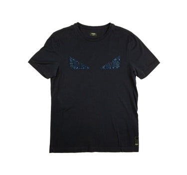 The front of the Fendi Bag Bugs Gem Studded Navy T Shirt.