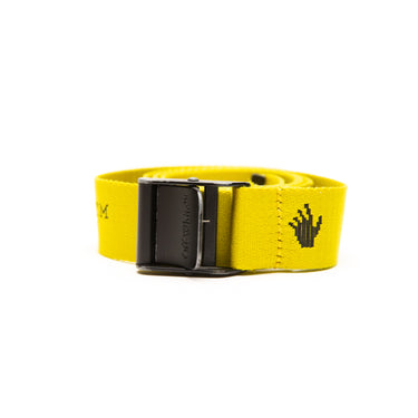 The buckle of the Off-White Yellow Belt.