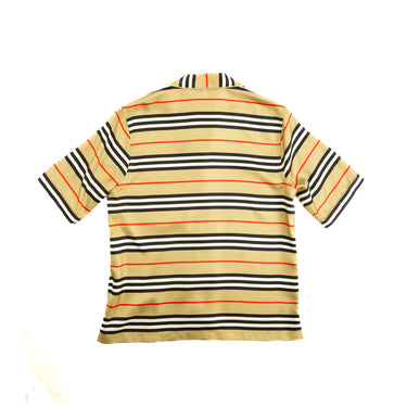 The back of the Burberry x Supreme Icon Silk Pajama Shirt Archive Beige.