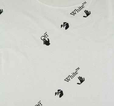 The logo of the Off-White White Repeat Logo T Shirt.