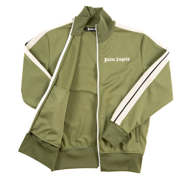 The front inside of the Palm Angels Military White Track Jacket.