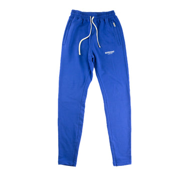 The front of the Represent Owners Club Blue Sweatpants.