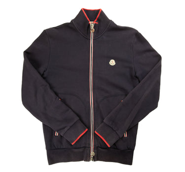 The front of the Moncler Cotton Zip-Up Navy Sweatshirt.