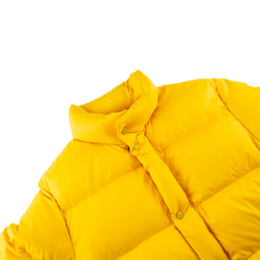 The collar of the Moncler Venice Yellow Puffer Jacket.