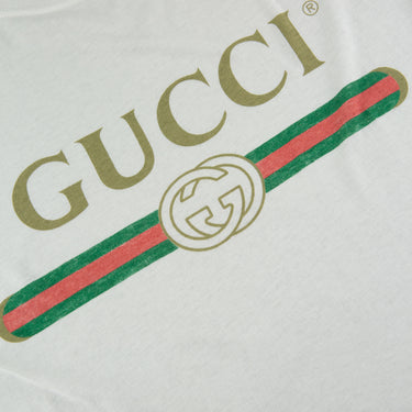 The logo of the Gucci Printed Logo White T Shirt.