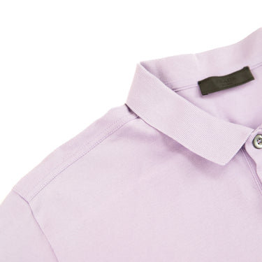 The collar of the Prada Lilac Pique Polo Shirt.