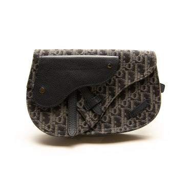 The front of the Dior Black Oblique Saddle Bag.
