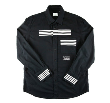 The front of the Burberry London England Black Shirt.