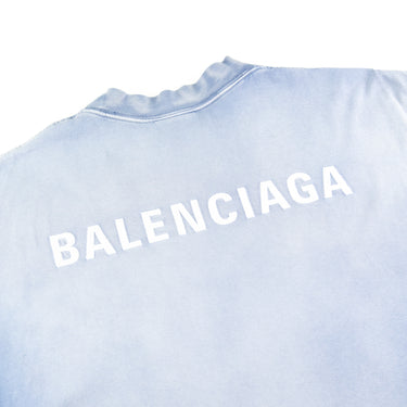 The back logo of the Balenciaga Logo Washed Blue T Shirt.