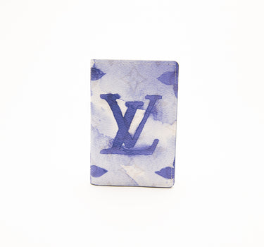 The front of the Louis Vuitton Blue Monogram Watercolour Card Holder.