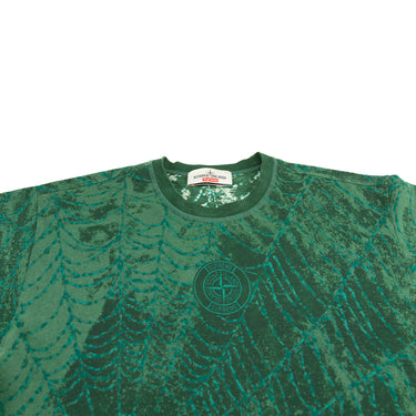 The collar of the Stone Island x Supreme FW23 Dark Green T Shirt.