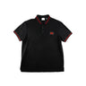 The front of the Burberry London England Rubber Logo Black Polo Shirt.