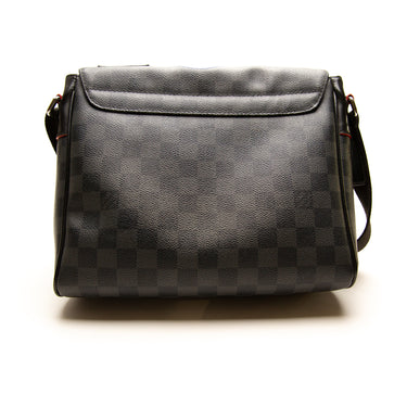 The back of the Louis Vuitton District Messenger Damier Graphite Alps PM.