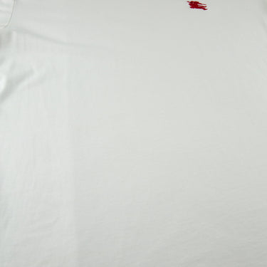 The front of the Burberry Red Embroidered Logo White T Shirt.