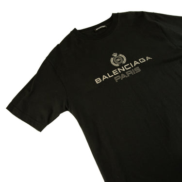 The flat lay of the Balenciaga Paris Black T Shirt.